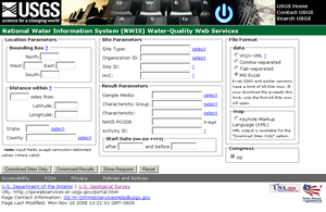 NWIS Water Quality Web Service Screenshot