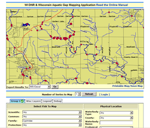 Wisconsin DNR Aquatic Gap Mapper